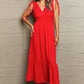 Red Drawstring V-Neck Sleeveless Dress