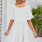 SO BOHO Full Size V-Neck Flounce Sleeve Tiered Dress