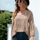 Beauteous Printed V-Neck Balloon Sleeve Blouse