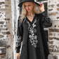 Floral Collared Neck Long Sleeve Dress