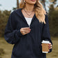 Drawstring Zip Up Dropped Shoulder Hoodie