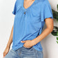 Full Size Double Take Ruched V-Neck Short Sleeve T-Shirt