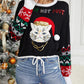 Christmas Themed Sequin Drawstring Long Sleeve Sweater
