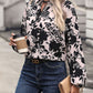Printed Tie Neck Balloon Sleeve Blouse