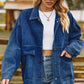 Outer Adventure Full Size Dropped Shoulder Denim Jacket with Pockets