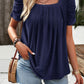 Eyelet Square Neck Puff Sleeve T-Shirt
