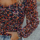 Plus Size Printed Surplice Neck Long Sleeve Blouse
