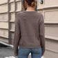 CozyWonders Cutout Round Neck Long Sleeve Sweater