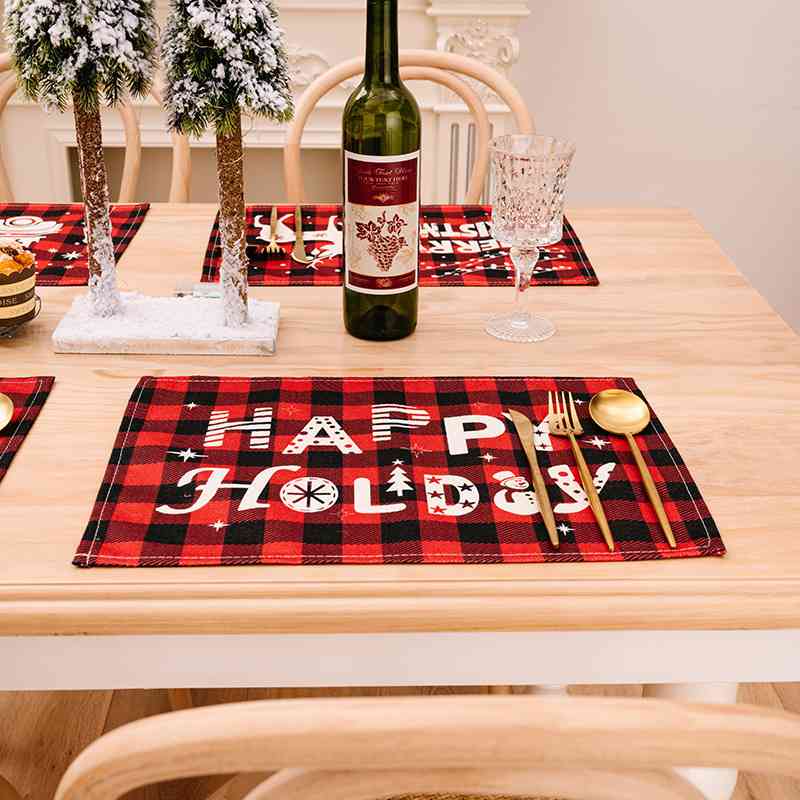 Winter Country Christmas Assorted 2-Piece Plaid Placemats