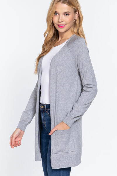 ACTIVE BASIC Open Front Long Sleeve Cardigan *