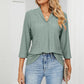 Full Size Eyelet Three-Quarter Sleeve Blouse