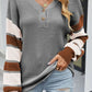 Color Block V-Neck Dropped Shoulder Sweater