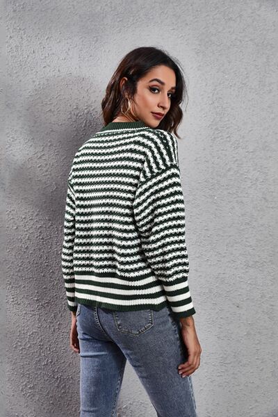 Women's Isla Striped V-Neck Knit Top