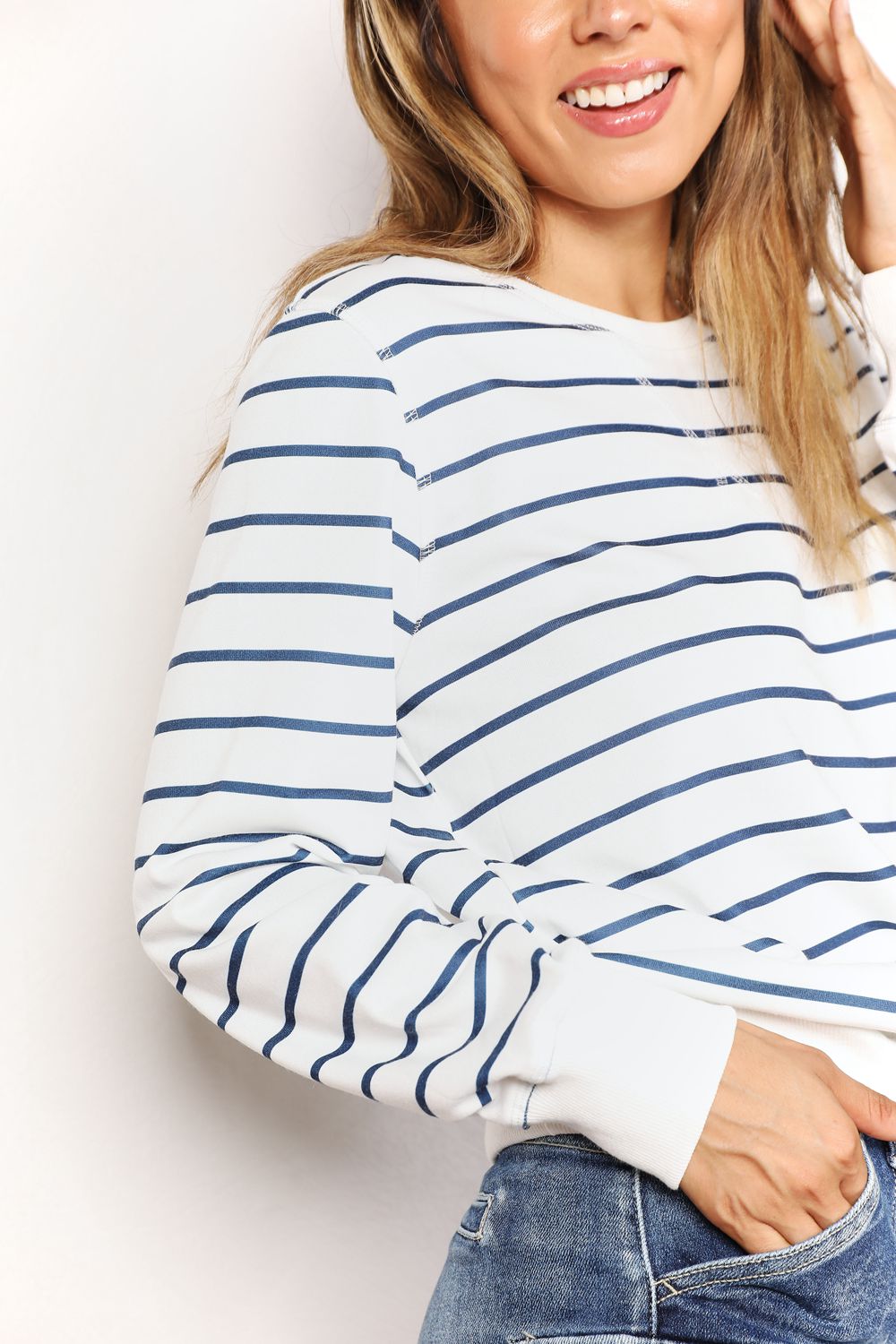 Double Take Striped Long Sleeve Round Neck Top *