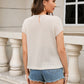 LOVEN'SWEETNESS Full Size Waffle-Knit Twisted Round Neck Short Sleeve Blouse