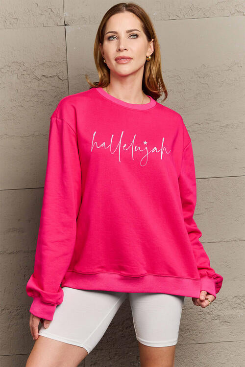 Simply Love Full Size Letter Graphic Long Sleeve Sweatshirt