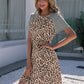 SO SASSY Leopard Round Neck Short Sleeve Mini Dress