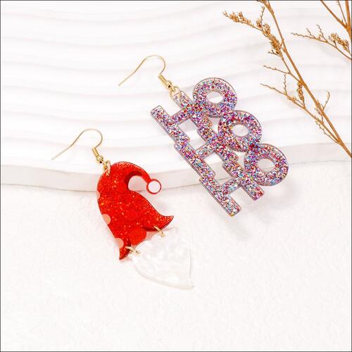 HO HO HO Alloy & Plastic Mismatched Earrings