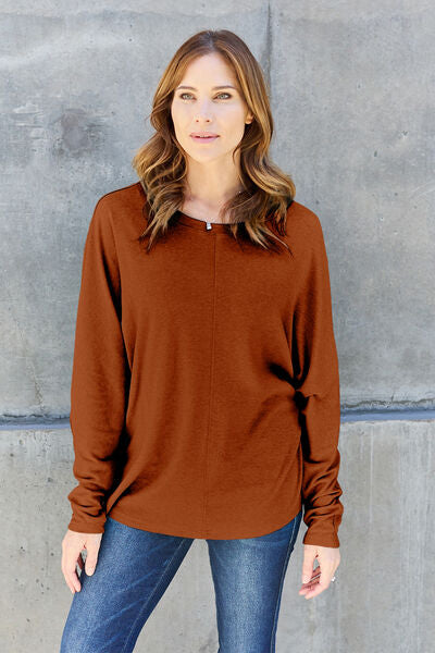Double Take Full Size Round Neck Long Sleeve T-Shirt *