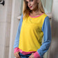 Contrast Round Neck Long Sleeve Top