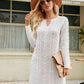 CozyWonders Full Size Notched Neck Cable-Knit Slit Sweater Dress