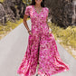 Floral V-Neck Slit Dress