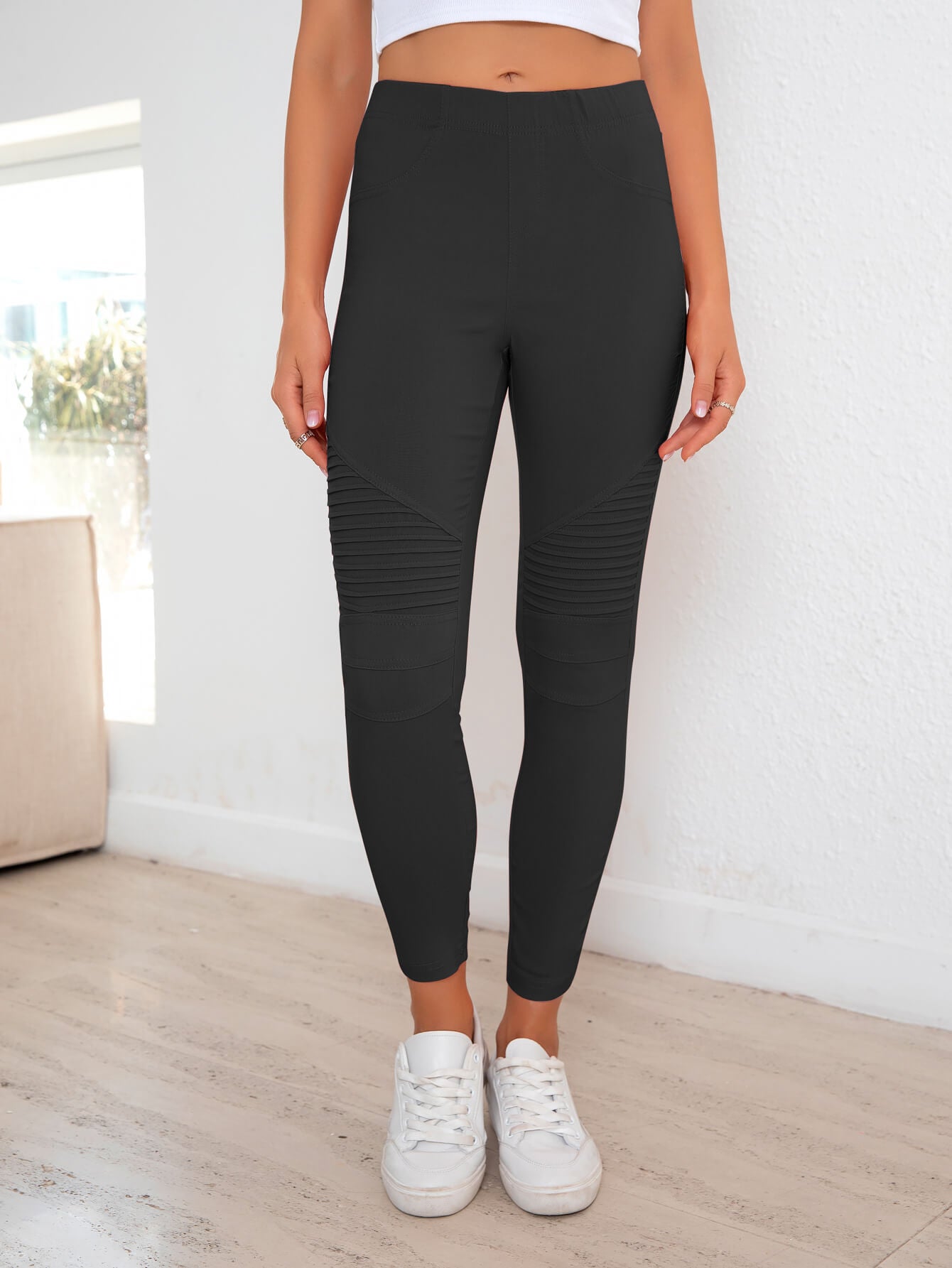 QUINN AMIR Ribbed Detail Leggings