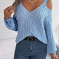 Cable-Knit Cold Shoulder Long Sleeve Sweater