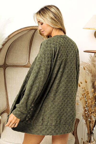 BiBi Checkered Long Sleeve Open Front Cardigan - Brand BiBi *