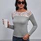 Lace Trim Long Sleeve Round Neck Tee