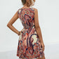 Smocked Printed V-Neck Mini Dress