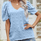 Women's Swiss Dot Short Puff Sleeve Top
