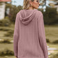 Full Size Cable-Knit Hooded Blouse