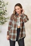 Double Take Plaid Dropped Shoulder Shirt *