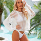 SO SUMMER Long Sleeve Round Neck Openwork Cover-Up