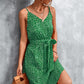 SOChic Printed V-Neck Tie Waist Mini Dress