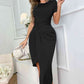 Twisted Asymmetrical Short Sleeve Dress