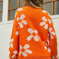 Hannah&Mea Floral Print Round Neck Dropped Shoulder Pullover Sweater