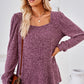 Ribbed Square Neck Long Sleeve T-Shirt
