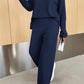 Ribbed Half Button Top and Pants Set