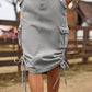 Women's Full Size Drawstring Denim Cargo Skirt
