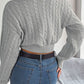 Twisted Cable-Knit V-Neck Sweater