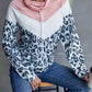 Leopard Color Block Drawstring Sweatshirt
