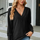 V-Neck Lantern Sleeve T-Shirt