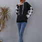 Plaid Drawstring Dropped Shoulder Hoodie