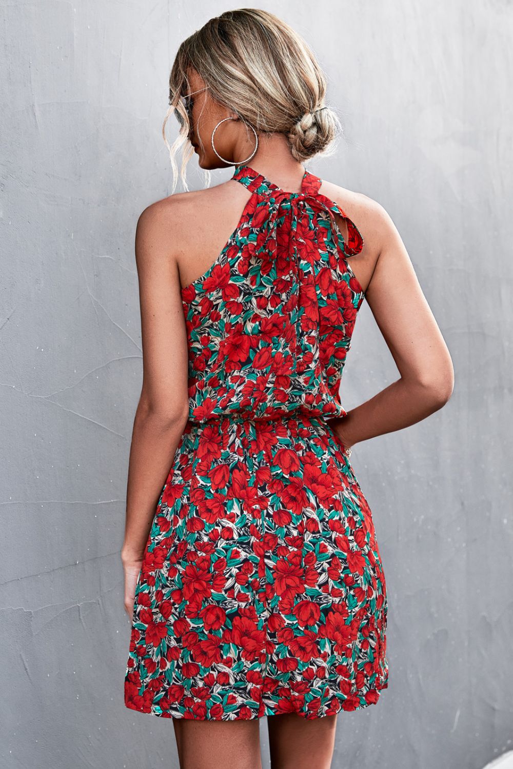 Women's Floral Tied Sleeveless Mini Dress