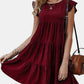 Ruffled Round Neck Cap Sleeve Mini Dress