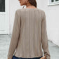 Buttoned Notched Neck Long Sleeve T-Shirt
