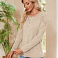 Buttoned Round Neck Puff Sleeve T-Shirt