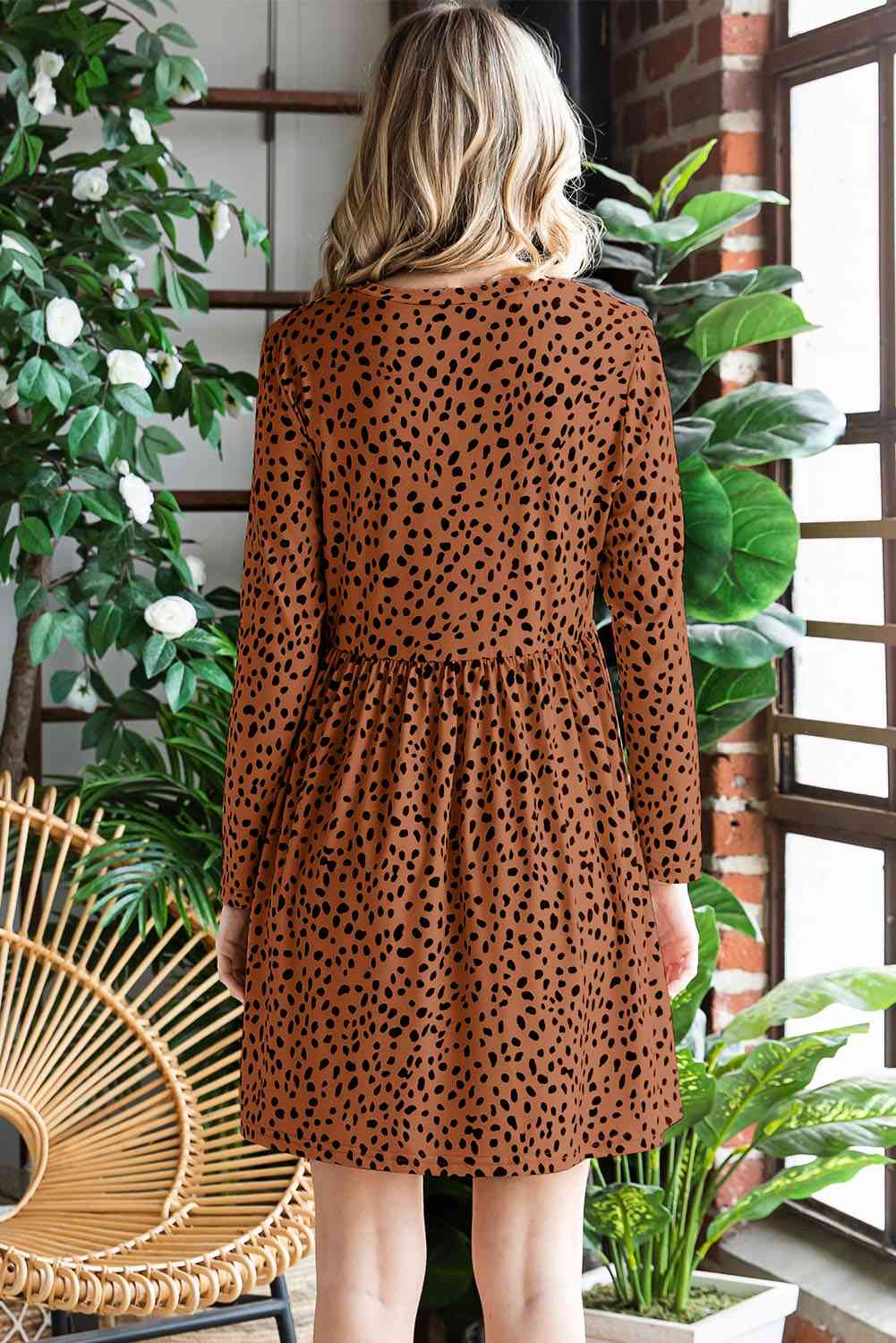 Women's Sarah Printed Round Neck Long Sleeve Dress